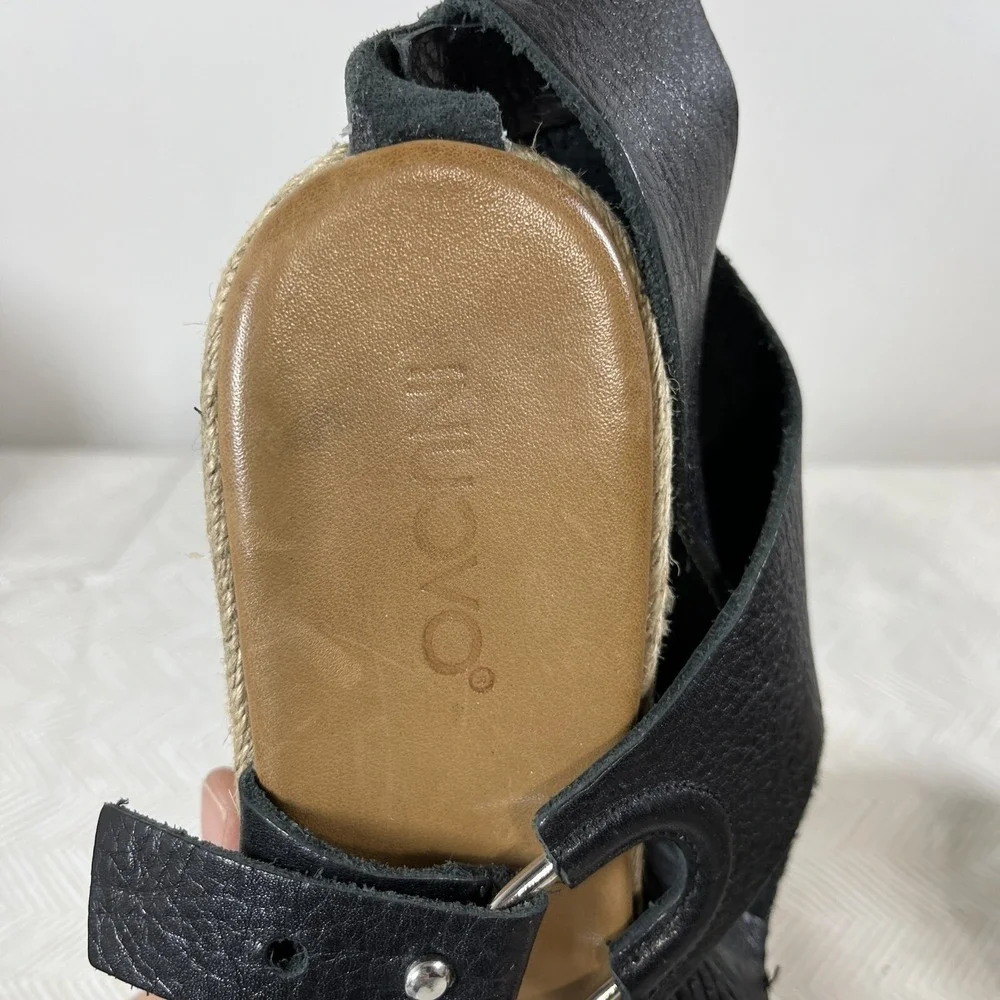 Inuovo Womens Freeman Espadrille Wedge Sandals Black Sz 39/9 Platform Y2K Preppy